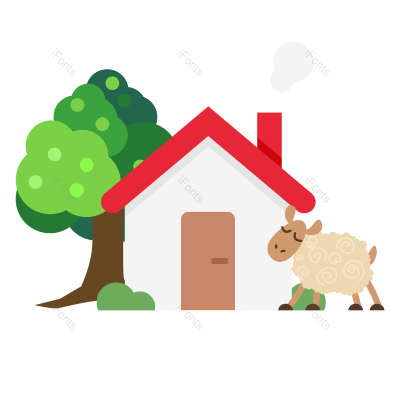 效果图片,元素元素,房子PNG,大树免抠素材